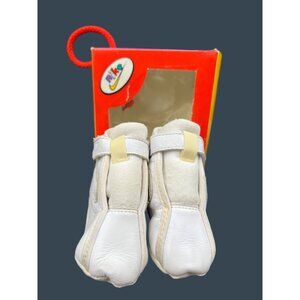 Nike Baby Swoosh Infant Shoes Size 4 White/Metallic Silver Leather